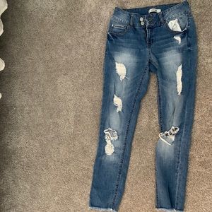 cropped ripped jeans